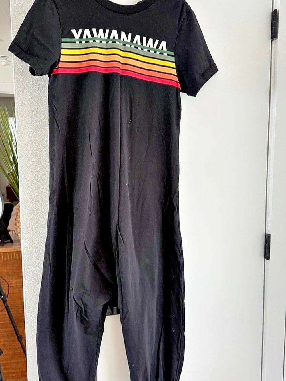Farm Rio Yawanawa Collaboration Striped Jumpsuit Black & Multicolor XS